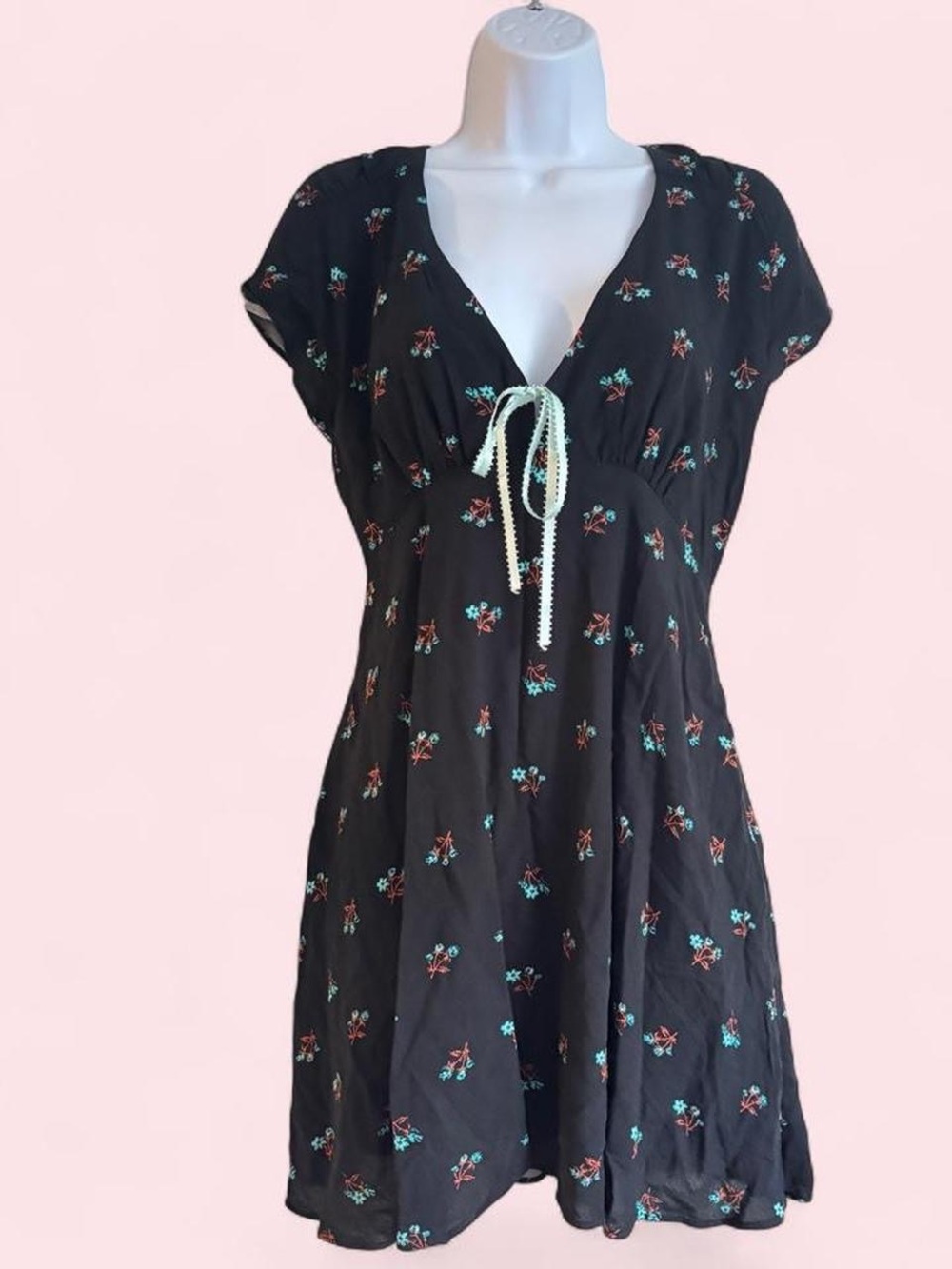Free People Black Floral Minidress Everyone’s Favorite, Women’s Size M